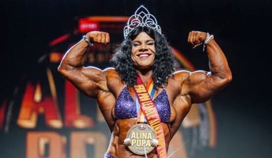 Photo: hardcorefbb.com Anastasia Korableva celebrates winning the 2026 Alina Popa Classic Pro Women's Bodybuilding title
